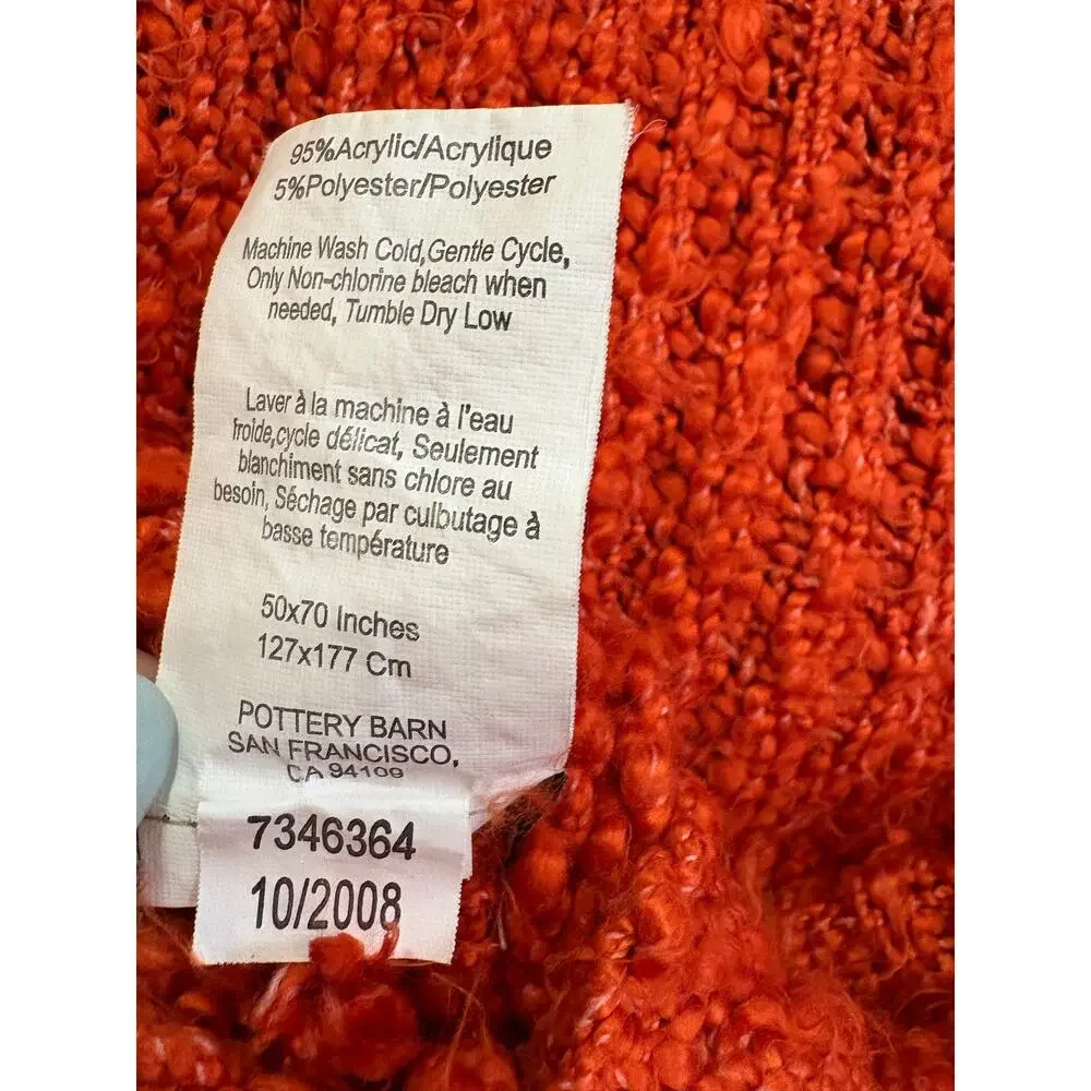 Pottery Barn orange terracota  Chunky Textured Throw Blanket 50x70